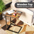 Simple Trending TV Tray, C Shaped End Table for Couch, Side Table with Metal Frame for Living Room, Bedroom, Rustic