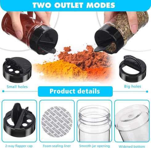 48 Mimorou Pcs Clear Plastic Spice Jars Spice Bottles with Shaker Lids Plastic Seasoning Containers with Chalk Labels