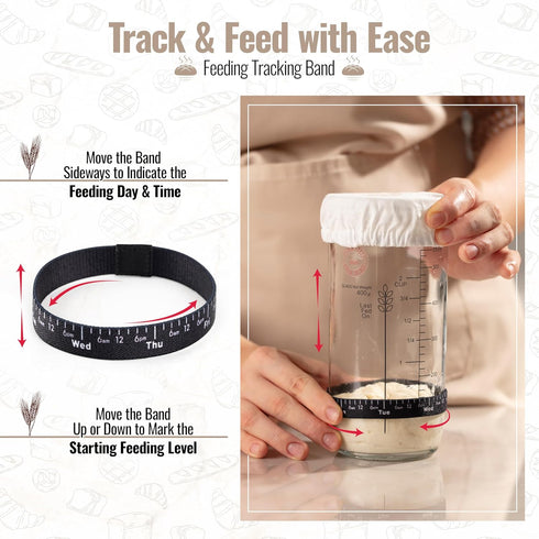 Cozy mL Bread Sourdough Starter Jar Kit - USA Brand - Cups and Measurement Lines - Dishwasher Safe