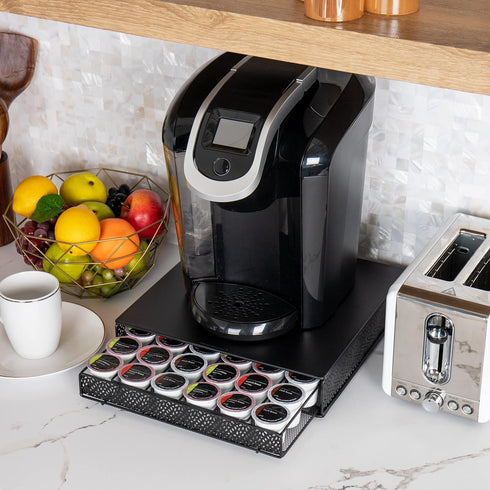 Mind Reader Single Serve Coffee Pod Drawer, 36 Pod Capacity, Metal Organizer (Black)