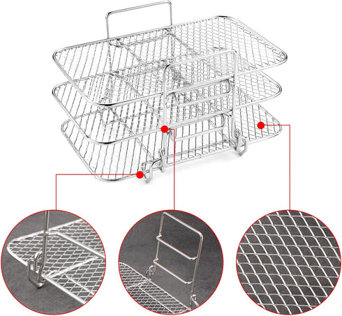 3 Layers Dehydrator Rack Accessories, Stainless Steel Air Fryer Rack Compatible with Instant Pot Vortex
