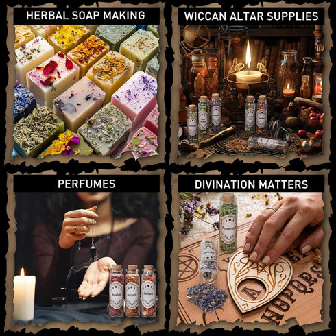FLgengmh 30 Pack Witchcraft Supplies Herbs, Dried Herbs and Flowers Bottles Kit for Witch Beginner, Wiccan, Wicca Altar