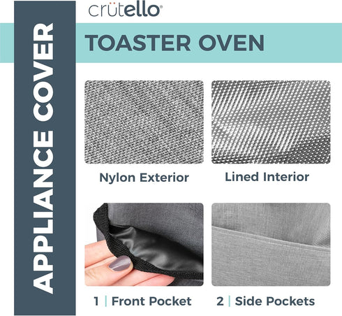 Crutello 4 Slice Toaster Oven Cover with Storage Pockets, High Quality Dust Cover for Kitchen Appliances