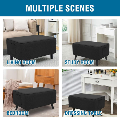 33"-34" H.VERSAILTEX Ottoman Cover Rectangle Fit Length Footrest Linen Look Ottoman Slipcovers Thick Covers Slipcover