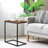 SUPER DEAL C Shaped End Table, Wide Industrial Side Table Couch Desk for Sofa Bed Living Room Bedroom, Heavy Duty Metal