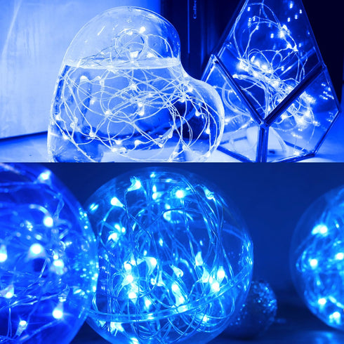 6 Pack 2PCS 6.5ft 20LED Fairy Lights Battery Operated String Lights with Timer Remote Blue Twinkle Light Waterproof