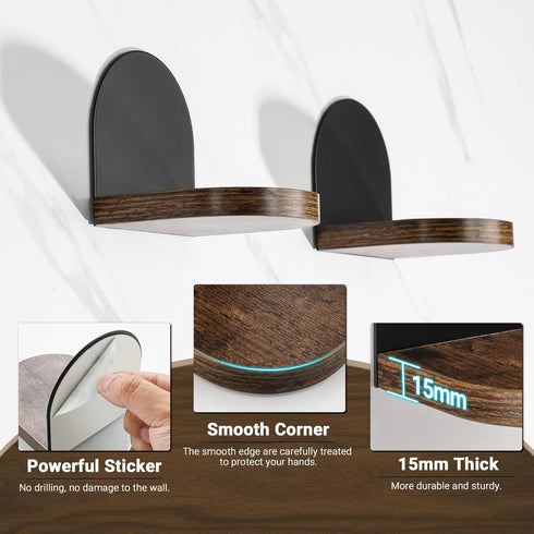 4 4 Inch 4 SAYAYO Small Floating Shelves for Wall Storage, x Adhesive Wall Shelves for Bedroom Decor, Mini Display Wood