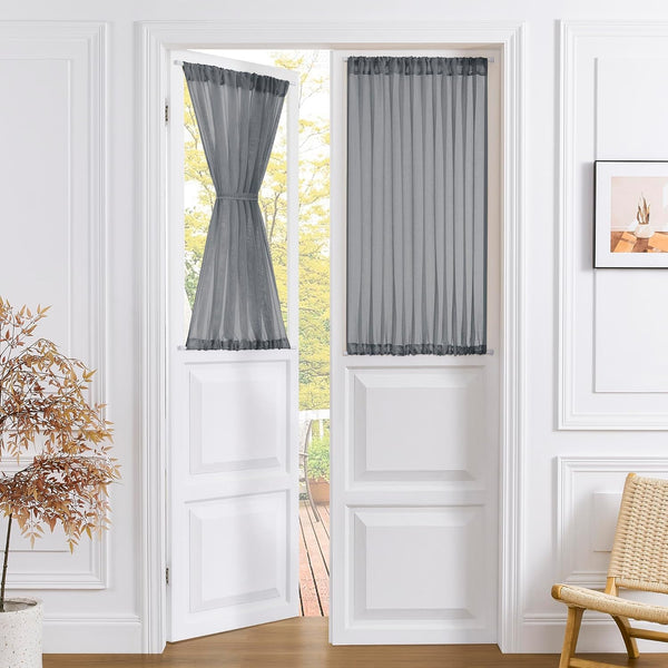 Tollpiz Small Sheer Door Curtain, Closet Linen Textured Curtain Sheers, Light Filtering Voile for Patio Glass Door, 25