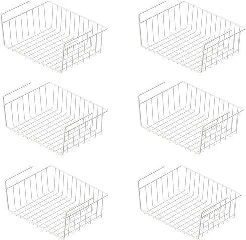 Simple Houseware 6PK Under Shelf Basket, White Storage Solution