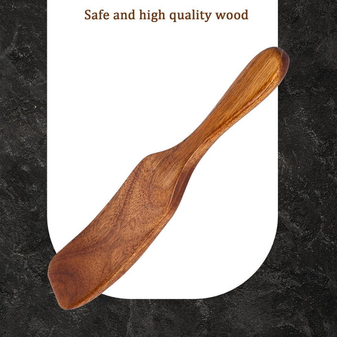 HANSGO Wooden Sourdough Spatula - 11" Dark Brown Kitchen Utensil for Spreading and Mixing Non-Stick Cookware