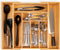 Utensil Drawer Organizer - 3" Deep 100% Bamboo Expandable Adjustable Kitchen Silverware Storage Tray with Magnetic Lock