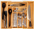 Utensil Drawer Organizer - 3" Deep 100% Bamboo Expandable Adjustable Kitchen Silverware Storage Tray with Magnetic Lock