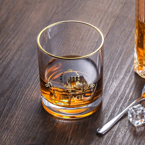 1944 Whiskey Glasses, 80th Birthday Gifts for Women, Men, Bourbon Glass for 80 Years Old, Wedding Anniversary Decoration