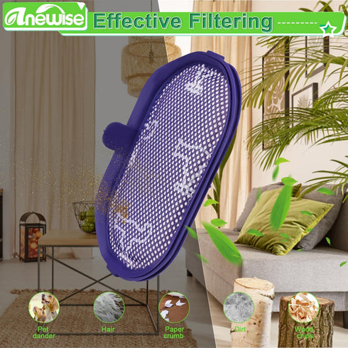 4Pk DC44 DC35, DC31, DC56, DC34, DC30 #917066-02 Anewise Filter for Dyson Animal, Digital Slim Exclusive Multi Floor