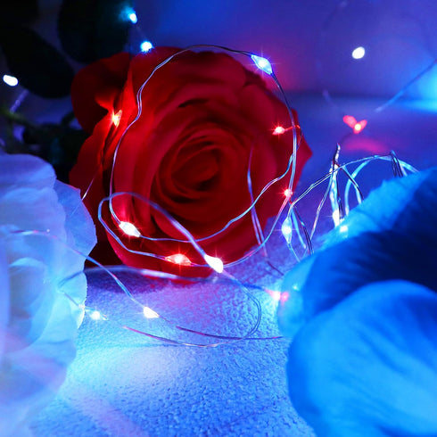 4th Lights,4PACK 400Led IP67 Yayfazy of July Decorations Outdoor/Indoor Timer Fairy String Copper Wire Red/White/Blue