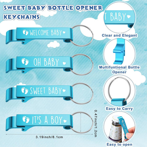 50 Sets 4 Maxcheck Baby Shower Party Favors for Guest Sweet Baby Bottle Opener Keychains Welcome Baby Keychains Thank