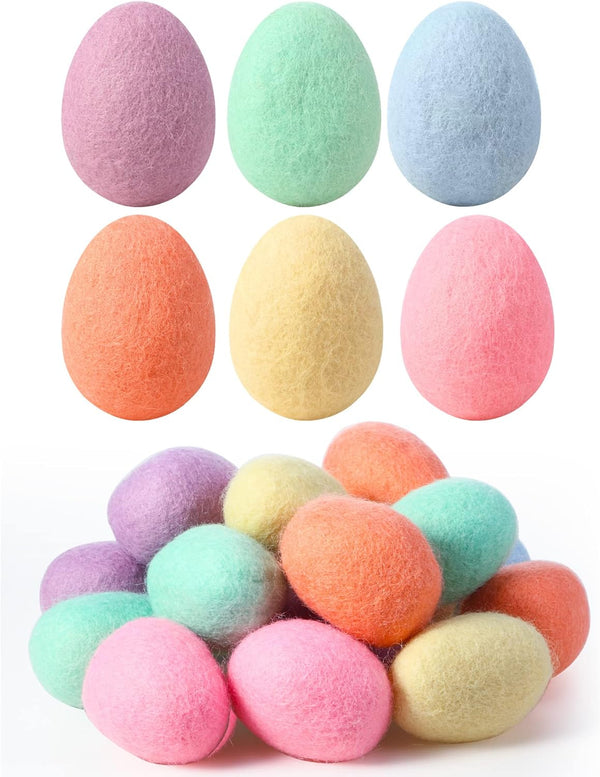 Moukeren Colorful Felted Eggs, Wool Felt Eggs for Spring, Pastel Surprise Egg