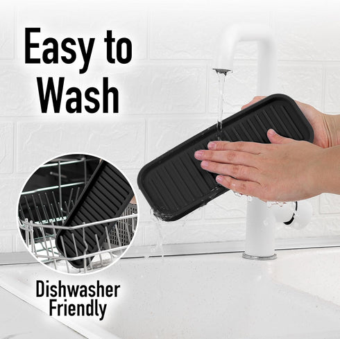 Zulay Kitchen Silicone Sponge Holder (9x3.5) for Kitchen Sink - Flexible Soap Tray Organizer for Bathroom, Makeup,