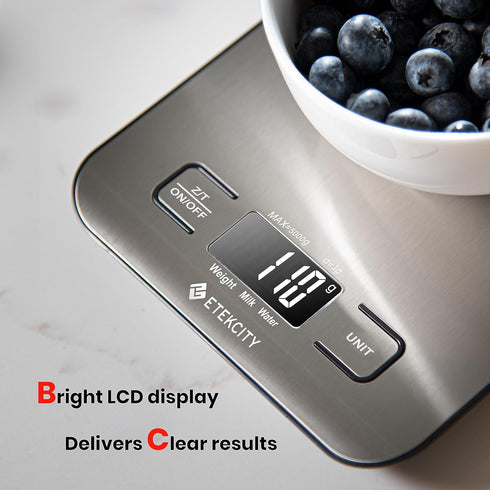 Etekcity Food Kitchen Scale, Digital Grams and Ounces for Weight Loss, Baking, Cooking, Keto and Meal Prep - LCD