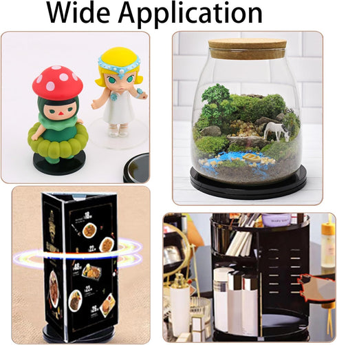 4 Pcs Black 3 Inch Acrylic Lazy Susan Rotating Turntable Organizer, Round Swivel Plate for Kitchen, Table, Cake