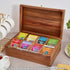 SARUFO Packet 8-Compartment Acacia Wood Tea Bag Organizers, Tea Storage Boxes, Tea Caddy for Tea Bags Chest, Teabag