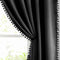 Treatmentex Black Pom Pom Blackout Curtains Set, 45" Half Window Drapes for Small Basement Laundry, 2 Panels Rod Pocket