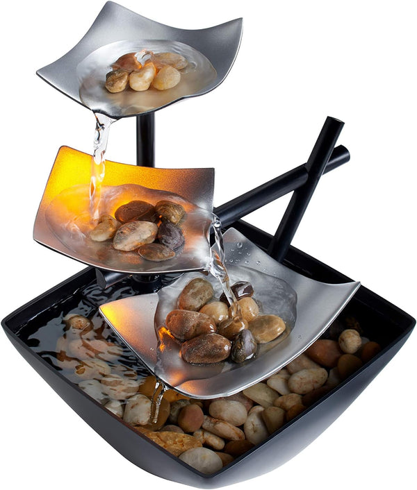 Homedics Tabletop Water Fountain - Indoor Zen Relaxation with Automatic Pump & Natural River Rocks, 8.25” Tall