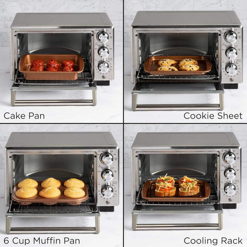 Ecolution Non-Stick Toaster Oven Bakeware Set, 4-Piece Carbon Steel, Easy to Clean