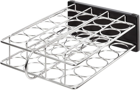 20 Amazon Basics Jars Spice Rack Organizer, Space-Saving Kitchen Organizer with Glass Spice Jars, Sturdy, Silver