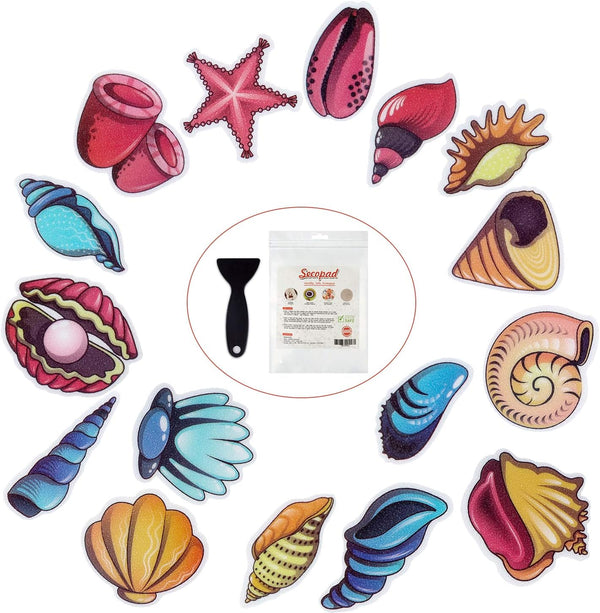 Secopad Non Slip Bathtub Stickers, 16 PCS Adhesive Kids Sea Shell Anti