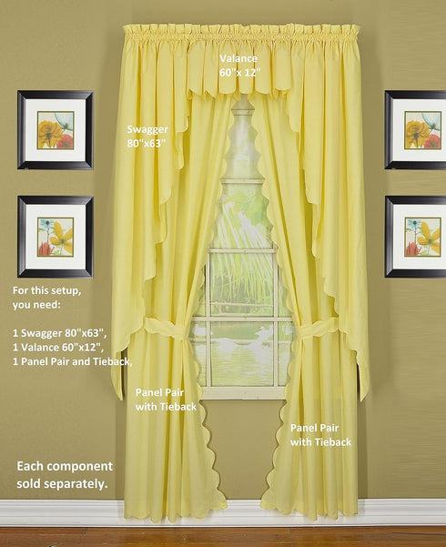 Today's Curtain Buttercup Orleans Scallop Curtain, 63" Swagger Pair, 80" W x 63" L