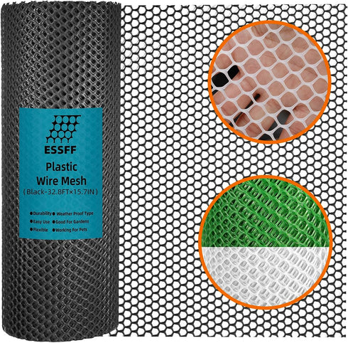 ESSFF Pet & Garden Safeguard - 15.7IN x 32.8FT Roll - Black Plastic