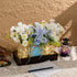 3PCS LUEUR Artificial Flowers Blue Dahlia in Mason Jars with Wood Tray for Dining Table Coffee Table Farmhouse Home