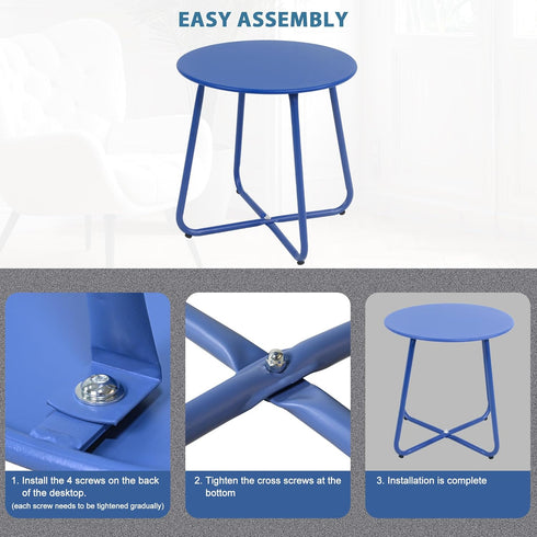 EortheX Small Round Metal Coffee Side Birstro Table Sturdy & Weather-Resistant Accent Table for Patio, Balcony Indoor