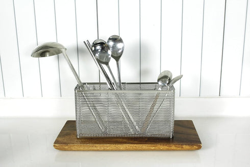 Kitchen Utensil Chopsticks Perforated Holder with Hooks, 304 Stainless Steel Storage Organizer, Dishwasher Safe