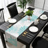 Aqua Chrysanthemum Flowers Table Runner, Cotton Linen 13x90inches, Floral Grey Tablerunner for Kitchen, Dining, Living