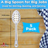 Super Strong Ergonomic 11 in Serving Spoon, 5 Pk Big Perforated Stainless Steel Spoons for Cooking, Baking, and Basting