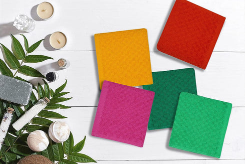 Tukasa Linens 16 Pack 12x12 Inches, Cotton Washcloths for Body and Face, Multipurpose and Lightweight Wash Clothes