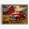 Farmhouse Rustic Pictures, Red Barn Painting Old Truck Poster, Wildflower Landscape Wall Art 16x24in