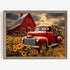 Farmhouse Rustic Pictures, Red Barn Painting Old Truck Poster, Wildflower Landscape Wall Art 16x24in