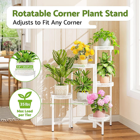 NQW 6 6 Tier Metal Plant Stand, Potted Multiple Flower Pot Holder Shelf, Indoor&Outdoor Folding Planter Display Shelves