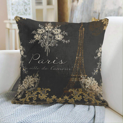 Emvency Throw Pillow Cover Black Vintage Paris City of Love Eiffel Tower Chalkboard, 18 x 18 Inch