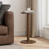 Homleke 12" Round Side Table, Solid Wood Pillar with Wood Top & Base, Small Drink Accent Table for Living Room