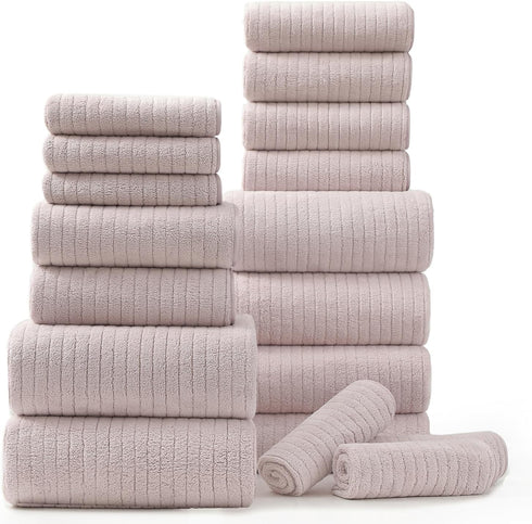 18 Piece Bath Towels Set,Soft Family Bathroom Towel Set with Hanging Loops-6