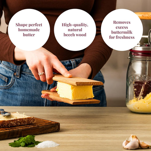 Kilner Beech Wood Butter Paddles, Set of 2