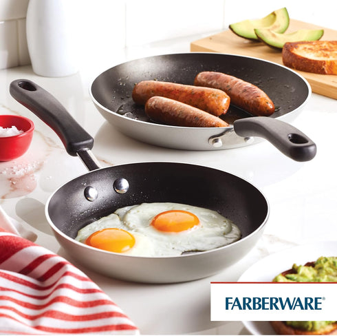 Farberware Cookstart DiamondMax Nonstick Frying Pans/Skillet Set, Dishwasher Safe, 8.25 Inch and 10 Inch, Silver by Farberware