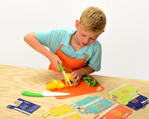 MasterChef Junior Knife and Cutting Board Set, Real Cutting Tools for Kids, 15 Baking Recipes
