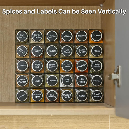 49-Pack 372 49 4.5 oz MIUKAA Cube Glass Spice Jars with Labels, Shakers, Lids, Empty Square Spice Bottle, Reusable