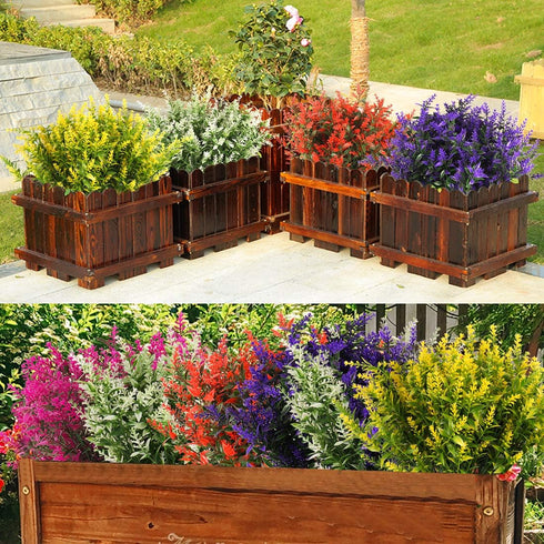 RECUTMS Artificial Lavender Flowers, 8 Bundles UV Resistant Faux Outdoor Plastic Greenery Shrubs for Kitchen, Home,