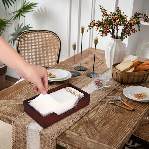Gtencemen Bamboo Napkin Holder for Kitchen Table Bathroom Paper Towel Holder Farmhouse Flat Napkin Holders Brown Guest
